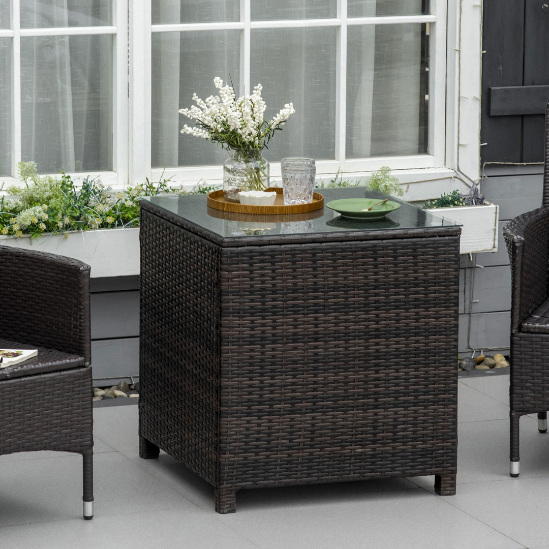 Seeley Side Table Furniture Tempered Glass Garden Patio Wicker - Image 2