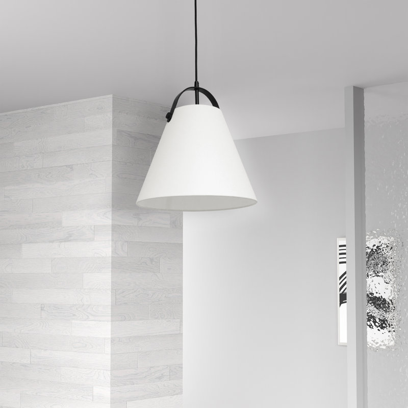 Luminaire suspendu conique 1 lumière Dipti, Noir mat, Noir