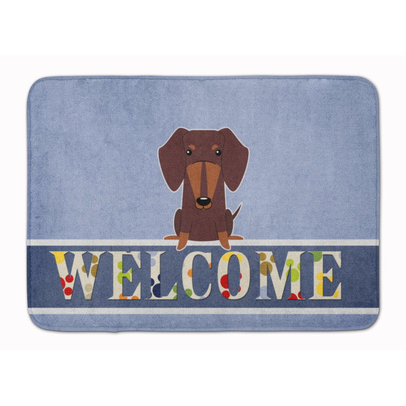 Tapis pour salle de bain en mousse à mémoire de forme teckel tan welcome, Chocolat