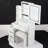 29.2" Small Size Left Bedside Cabinet Vanity Table + Cushioned Stool, Large Sliding, Touch Control, Tri-Color Switching, Brightness Adjust LED Mirror, High Capacity Storage, Suitable For Small Space-372730928