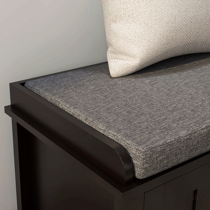 Le repose-pieds de rangement pour hall d'entrée avec portes coulissantes, tablettes réglables, 6 compartiments et siège rembourré peut contenir 10 paires