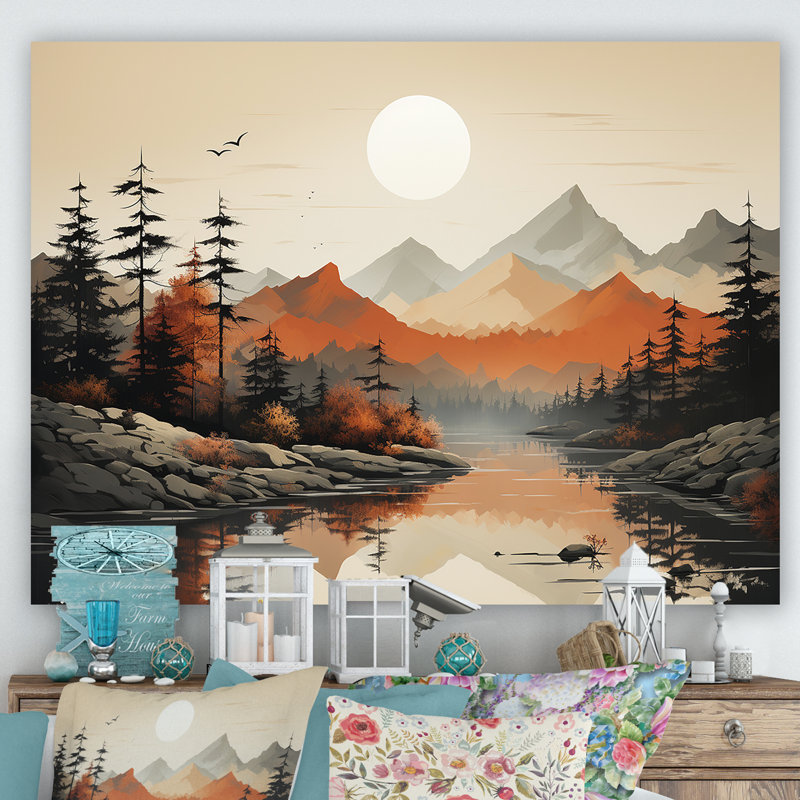 «Mountains Whisper Sunset Dreams», reproduction d'art mural, Toile tendue, H 12 po x l 20 po x P 1 po