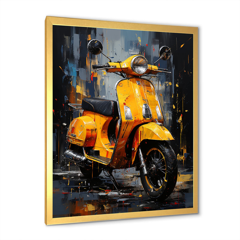 Edgy Scooter Graffiti Odyssey I sur toile, H 32 po x l 24 po x P 1 po, Cadre doré simple