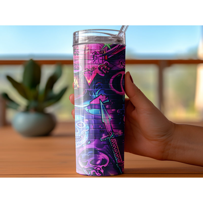 Choose Handmade Tumblers 591ml Vacuum Insulated Stainless Steel (18/8) Travel Tumbler with Straw