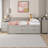Full Size Storage Daybed with 3 Shelves & Pull-Out Drawers, Modern Gray Solid Wood Frame-1129972396