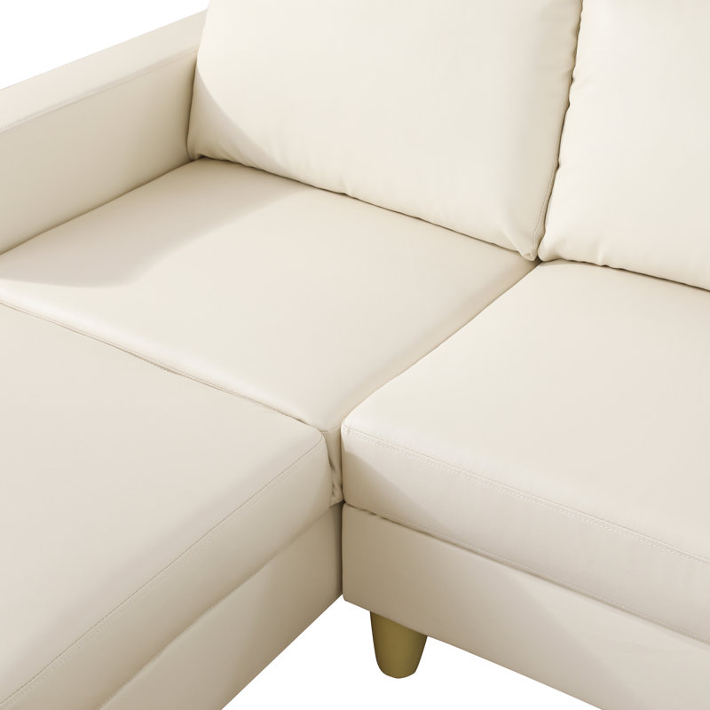 Kerriana Faux Leather Sectional, Cream Faux Leather, Left Hand Facing