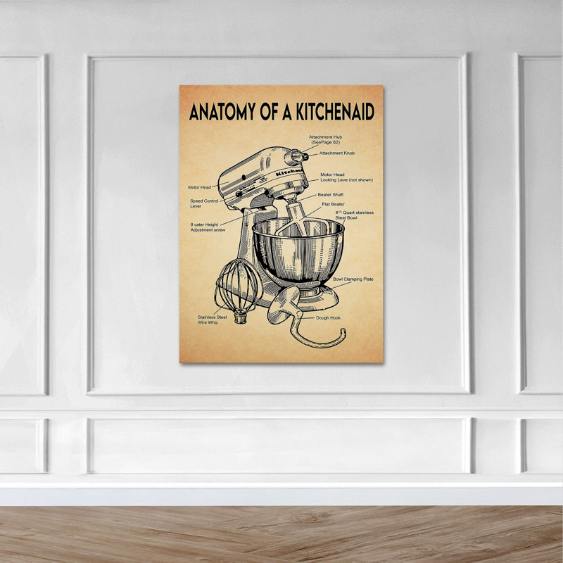 "Bake Stuff" sur fond brun - impression sur toile tendue, H 14 po x l 11 po x P 2 po