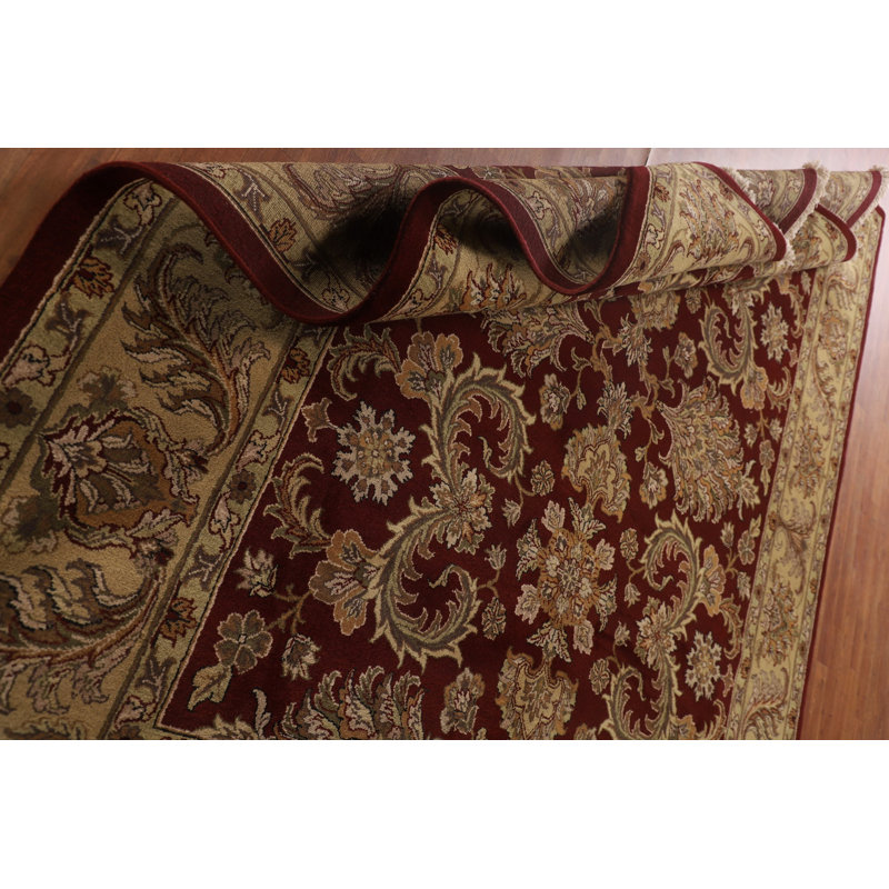 Tapis indien rouge à motif floral Agra 8 x 10