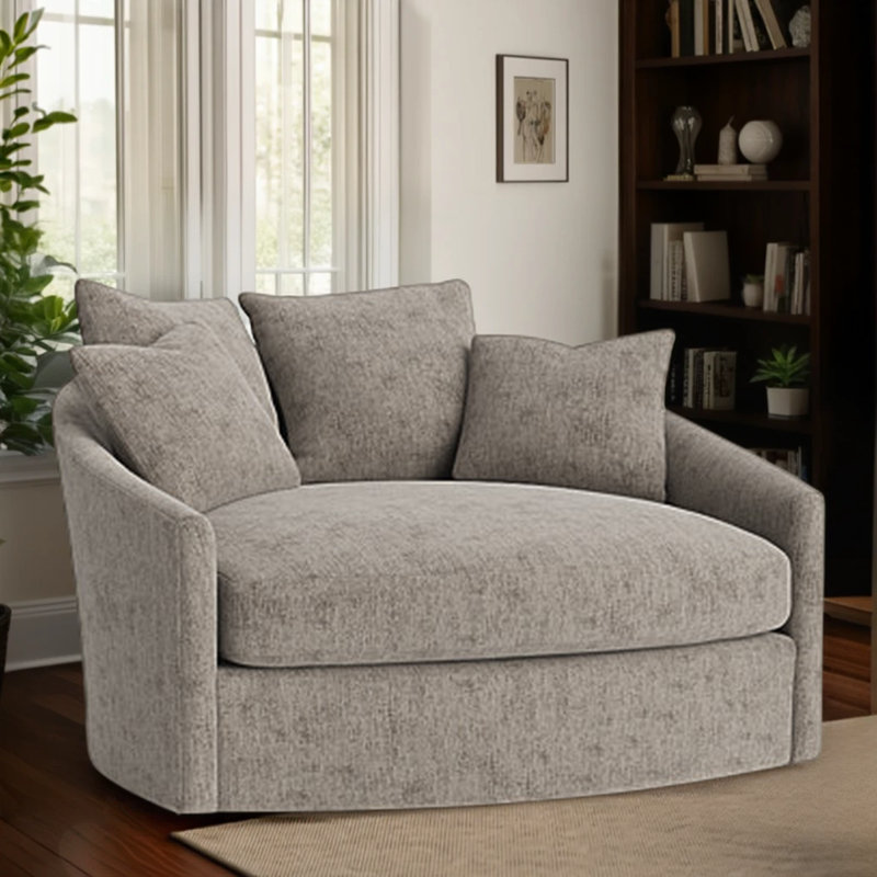 Fauteuil demi-tonneau rembourré Otso, Fumée Jango