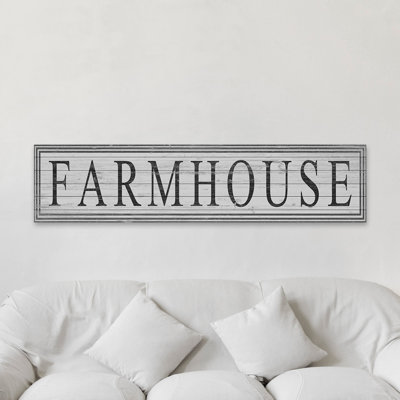 «Farmhouse Is Home» par Marmont Hill, impression d'art textuel sur bois sans cadre
