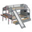 Lit superposé avec escalier de rangement, glissade, tiroirs, bureau avec tiroirs et tablettes-696774012