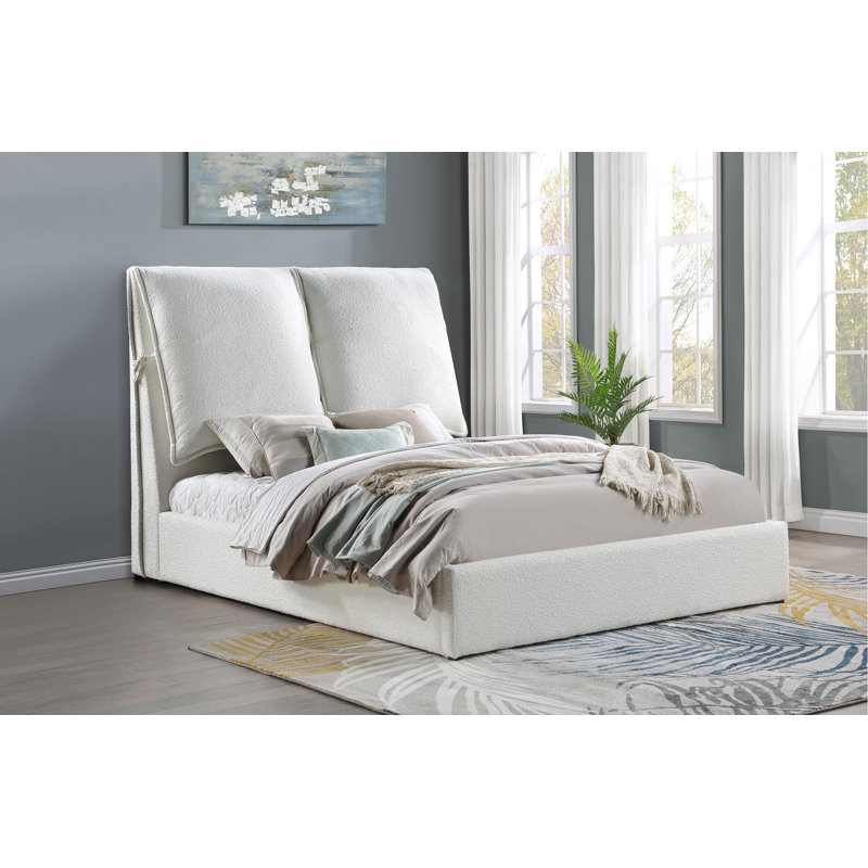Maderson Upholstered Queen Panel Bed White, Queen