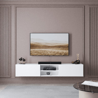 Waco 70'' Floating TV Media Console 2-Doors, Modern Wall-Mounted Wooden TV Stand White Finish