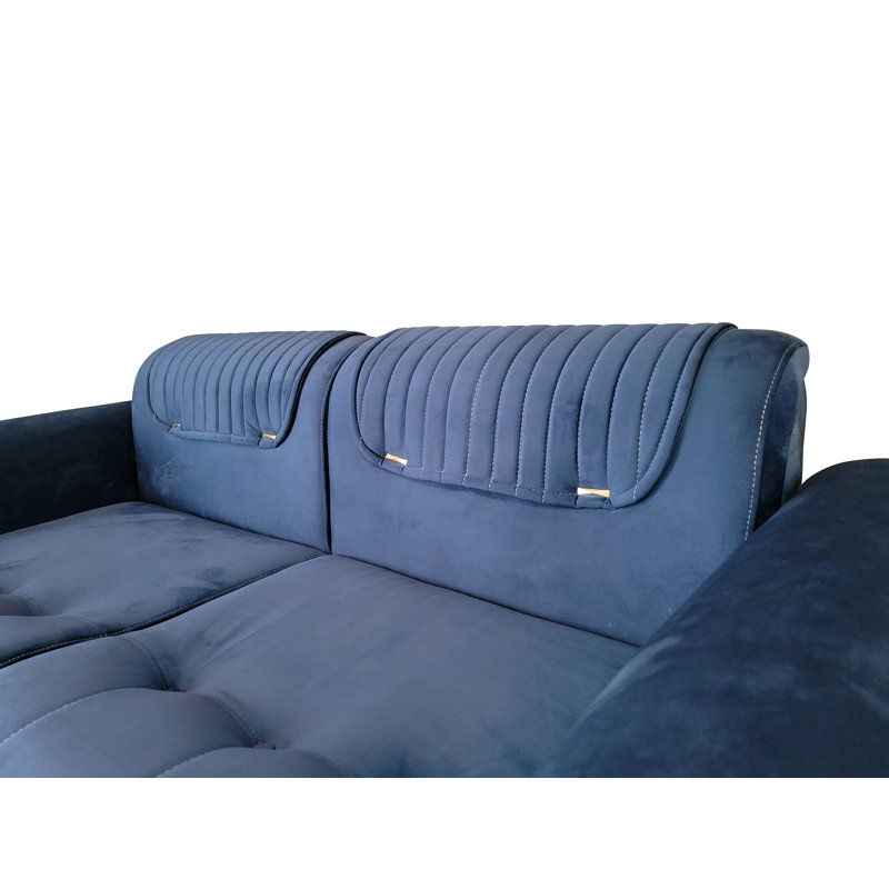 Canapé 87 po, Velours bleu royal