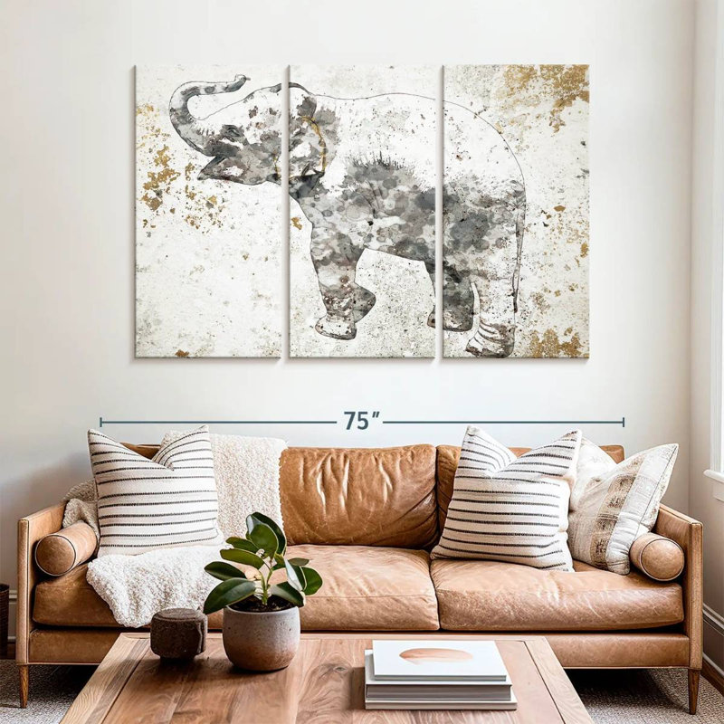 Baby Elephant Trumpeting, 42" H x 65" W