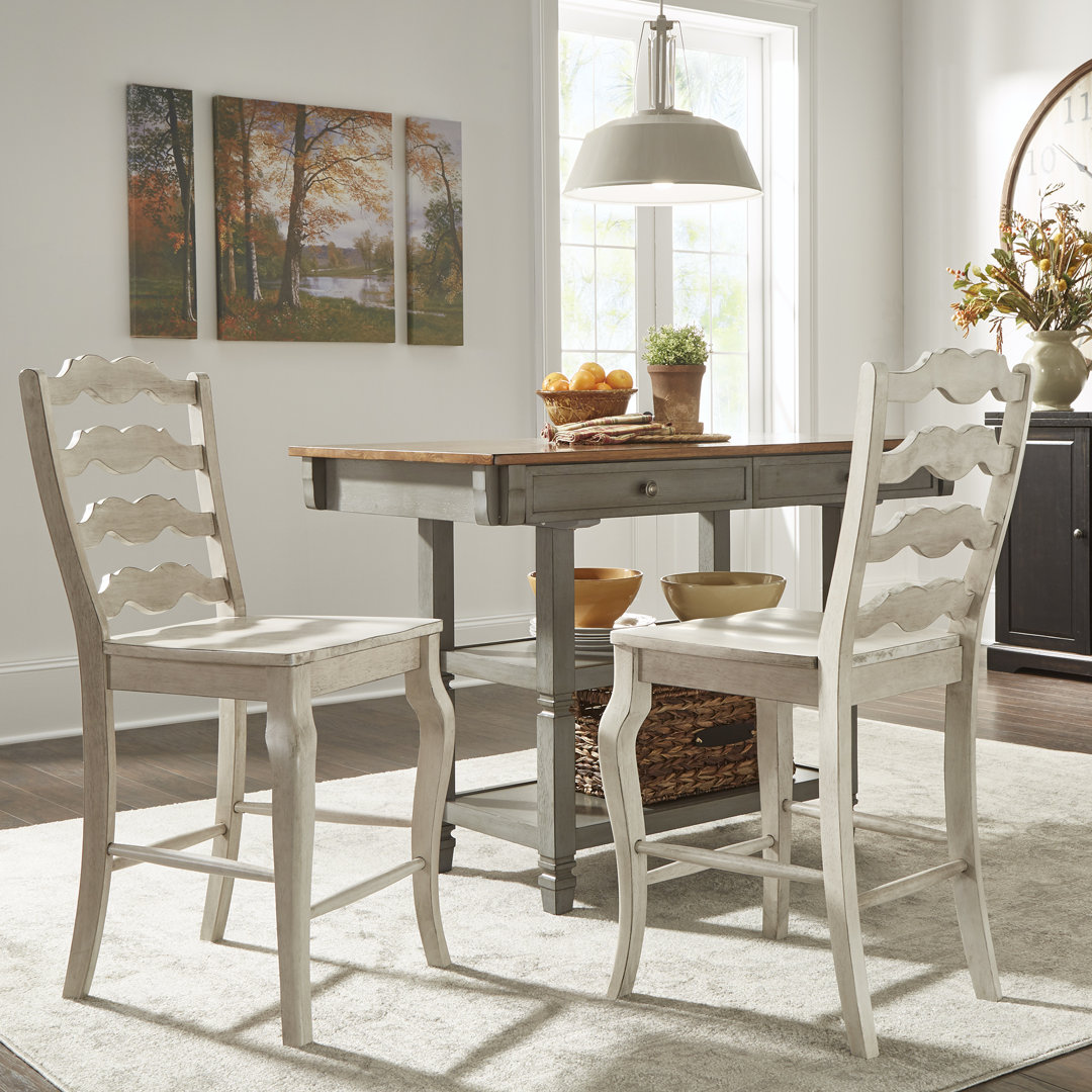 Fortville Solid Wood Counter/Bar Stool (Set of 2) Three Posts™