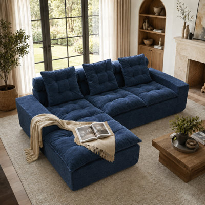 106" Chenille Sofa with Left-Hand Facing Chaise
