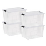 Iris 60 Qt./15 Gal. Plastic Storage Boxes with Latching Lids in Clear  