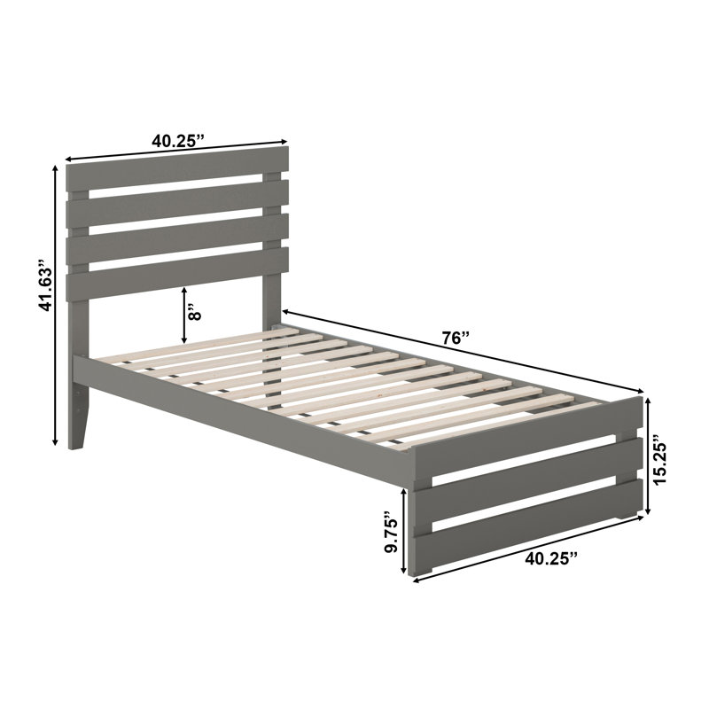 Jaqson Slat Bed, Gray, Twin