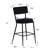 Modern Of 2 Black Bar Stools, Metal Structure, Ergonomic Support, 25 - Inch Seat, Good For Kitchen And Hotel Counters Stools With Fabric Upholstery, 2, Solidly Welded Footrest, , Easy To Install,