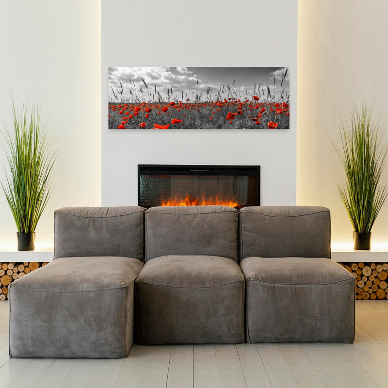 Dramatic Red Poppies by Melanie Viola - Wrapped Canvas Panoramic Print, 40.64 cm H x 121.92 cm W