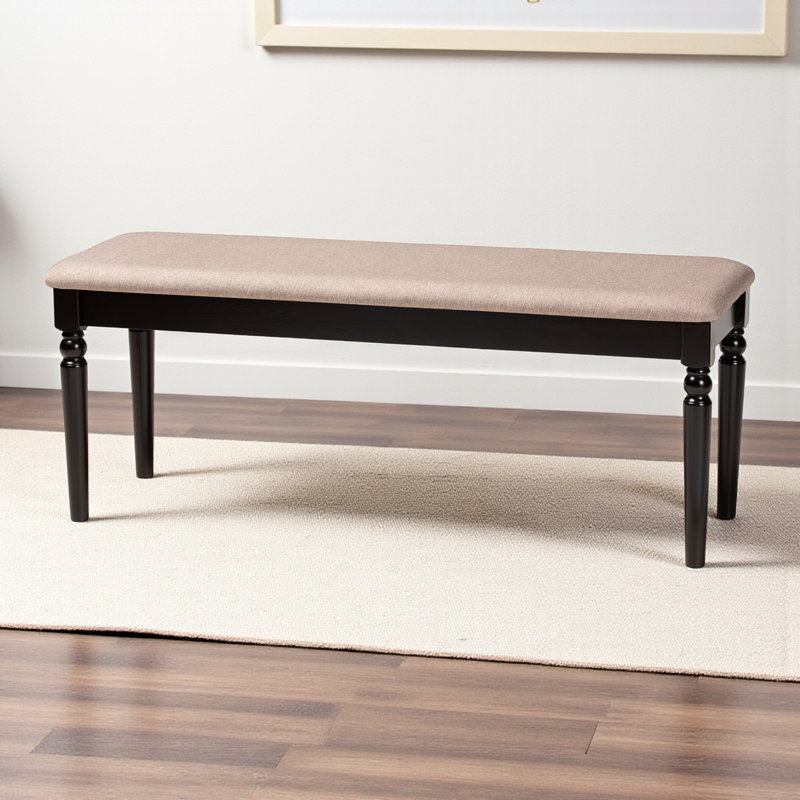 Banc rembourré Geovanna, Gris, Noyer brun