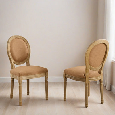 Chaise d'appoint rembourrée 19,71 po H, ensemble de 2 chaises en bois massif à dossier King Louis Decor