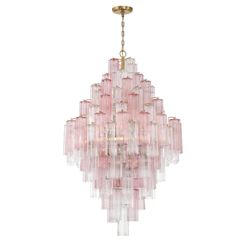 Wesham 20 Light Aged Brass Chandelier, Aged Brass, Pink