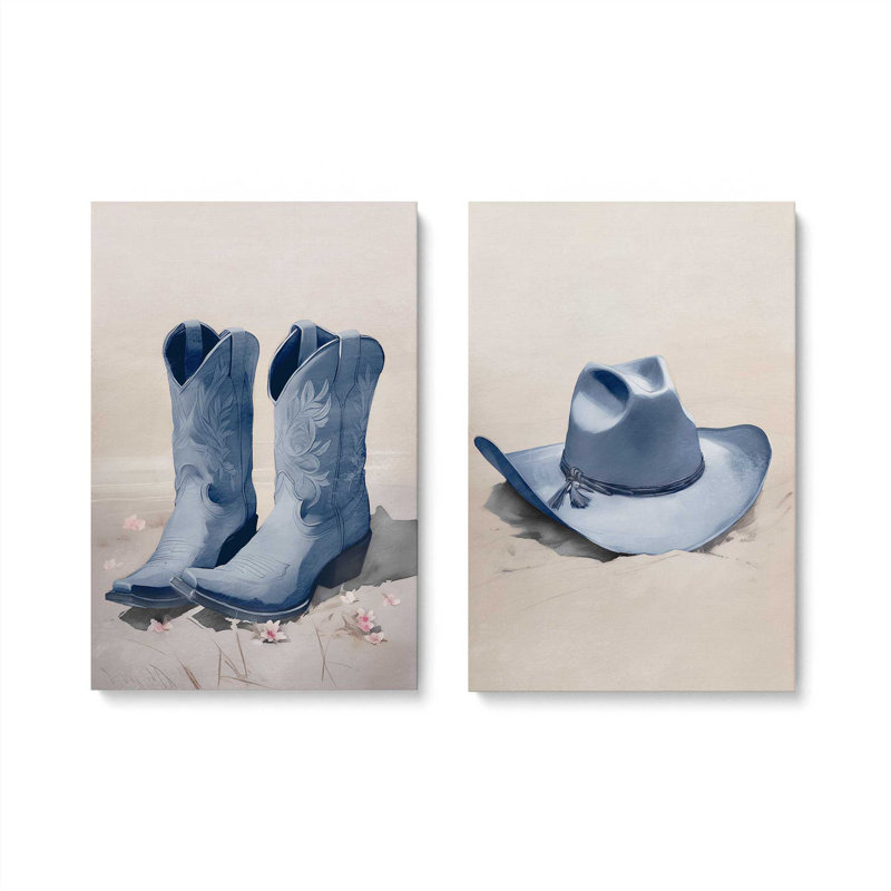 «Cowboy Essentials» en bleu, ensemble de 2, Toile tendue, H 37 po x l 64 po
