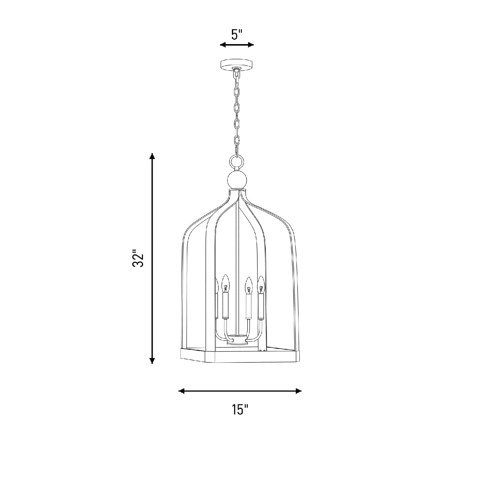 Kenmore Lantern Birdcage Chandelier, Black, 8 Lights, 41.5" H x 23.5" W x 23.5" D