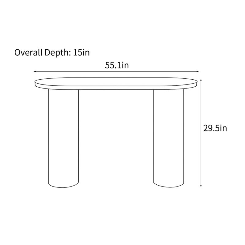 Console simple de style nordique, H 29,5 po x l 55,1 po x P 15 po