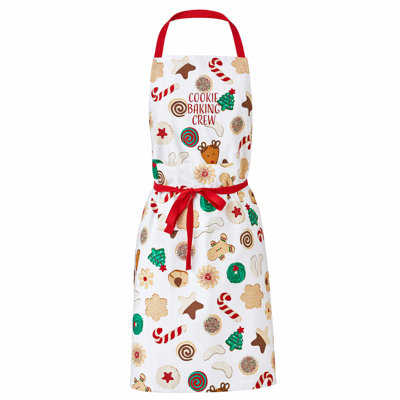 Christmas Cookie Baking Crew Apron White Cotton