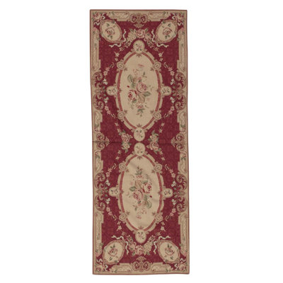 Tapis beige / vin de haute qualité noué à la main