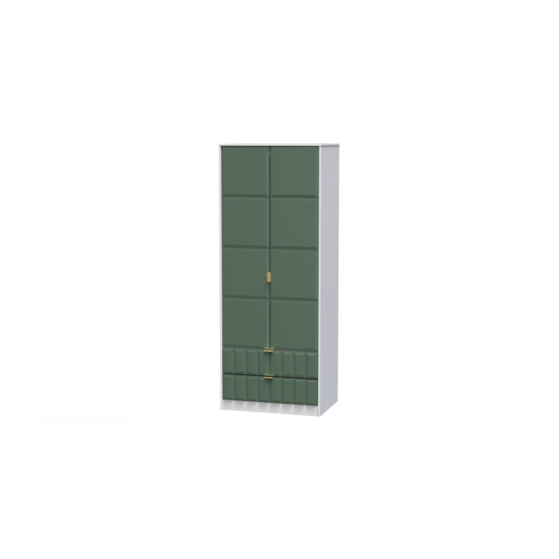 Fully Assembled 3 Door Wardrobe, 197cm H x 74cm W x 53cm D, Green/White