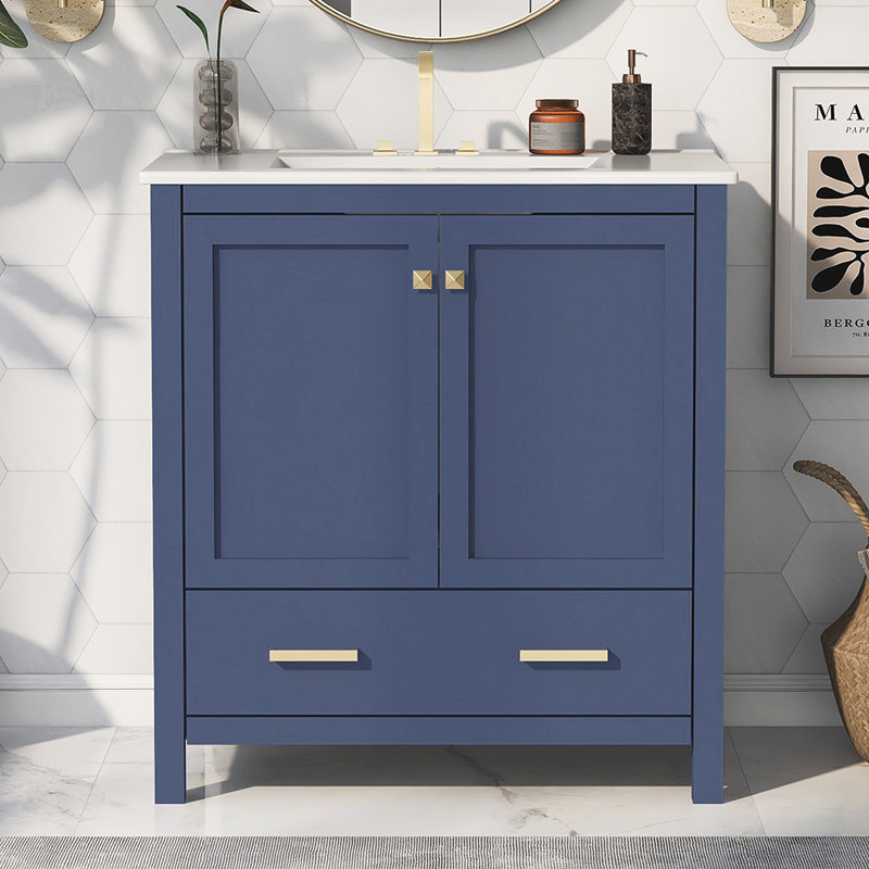 Meuble-lavabo simple avec plateau Hymir 30,01, Bleu