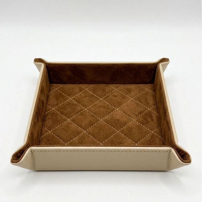 Clutter Tray - Genuine Nappa Leather, Cream/Brown