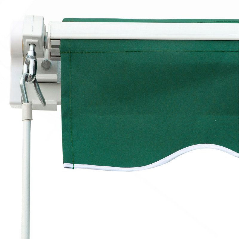 Auvent rétractable pour terrasse 8 pi x 7 pi, abat-jour manuel extérieur pour terrasse, vert