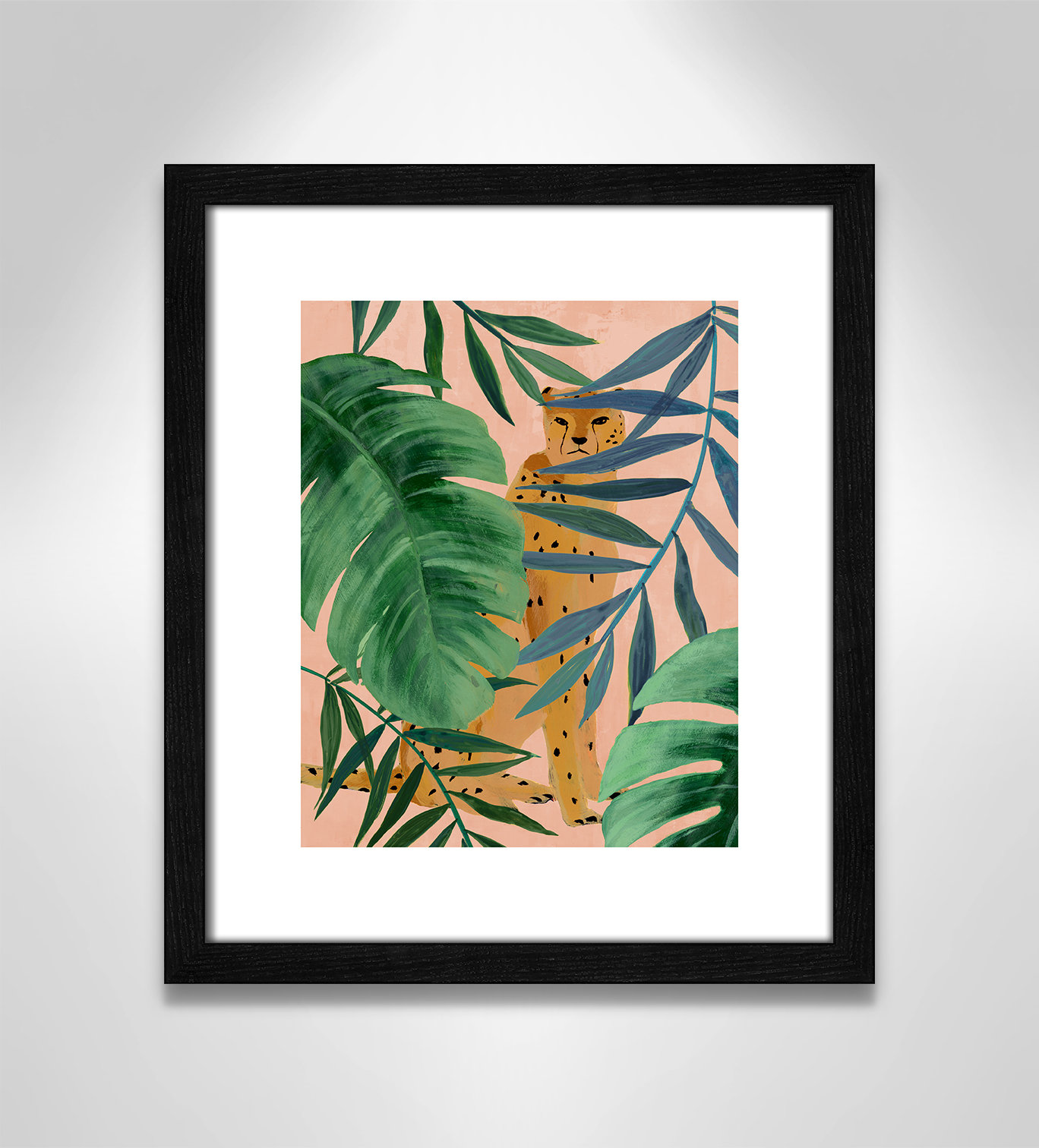 Allie "Silent Jungle" Painting by Isabelle Z, Black Wood Framed Paper, 15" H x 13" W x 0.75" D