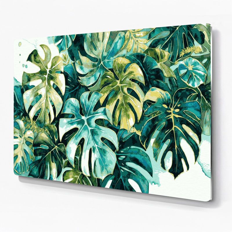 «Hawaiian Monstera Leaves», art mural en métal vert, H 20 po x l 24 po