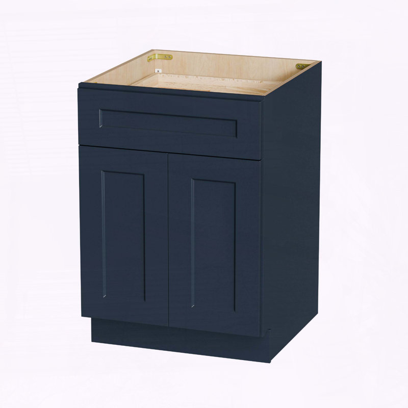 Armoire 24 po avec porte à fermeture en douceur bleu marine et tiroir, H 34,5 po x l 24 po x P 24 po
