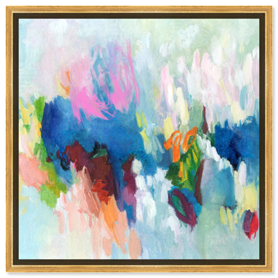 «Wild Jungle Map Abstract Pastel Strokes Modern», peinture sur cadre flottant