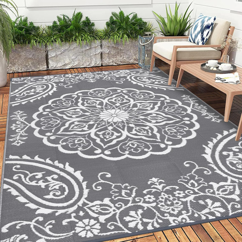 Outdoor Rug, Rectangle 6' x 9', Gray
