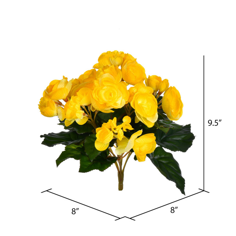 Bégonia artificiel en polyester, Jaune