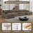 7 - Piece Upholstered Light Brown Faux Rabbit Fur Flannel Reversible Modular Sofa Living Room Sectional Couch with Ottoman-850720730-850720678