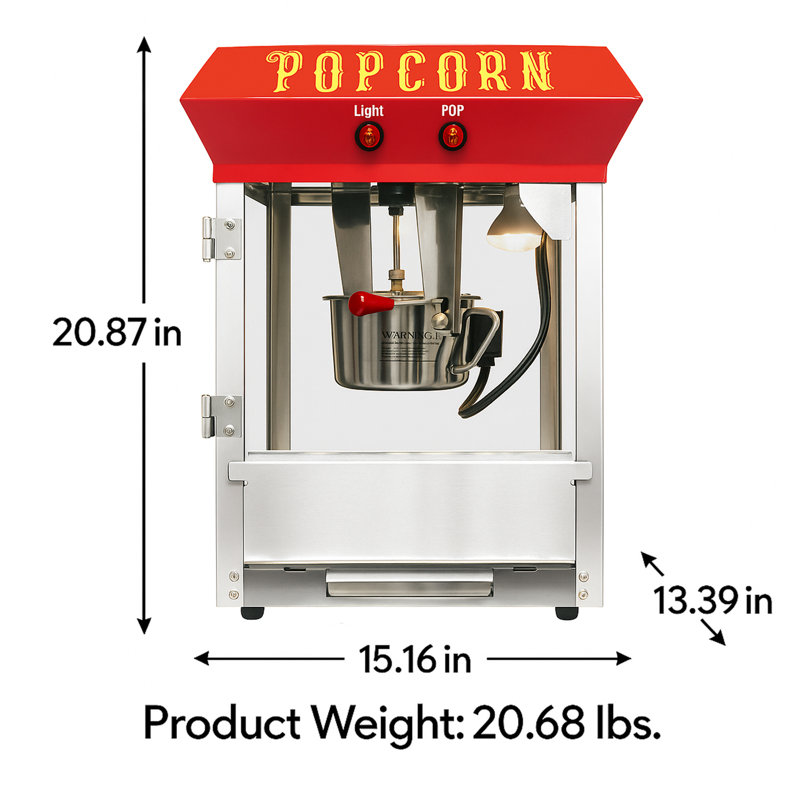 Kaitu Bar-Style Popcorn Maker – 6Oz Red | Compact Home/Bar Machine