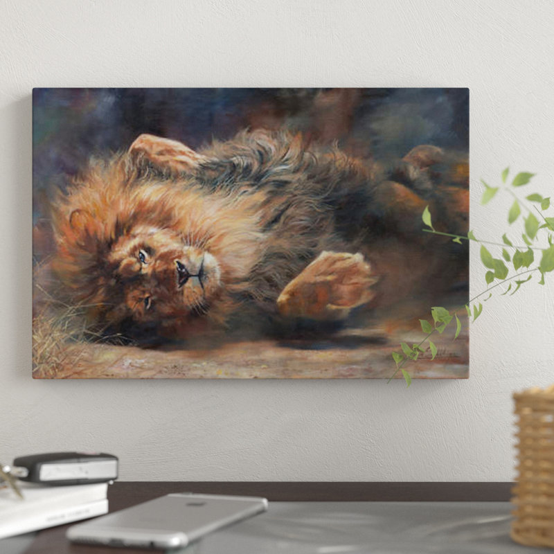«Lion Rocking and Rollin», impression sur toile, H 40 po x l 60 po x P 1,5 po, Toile tendue, Pas de tapis