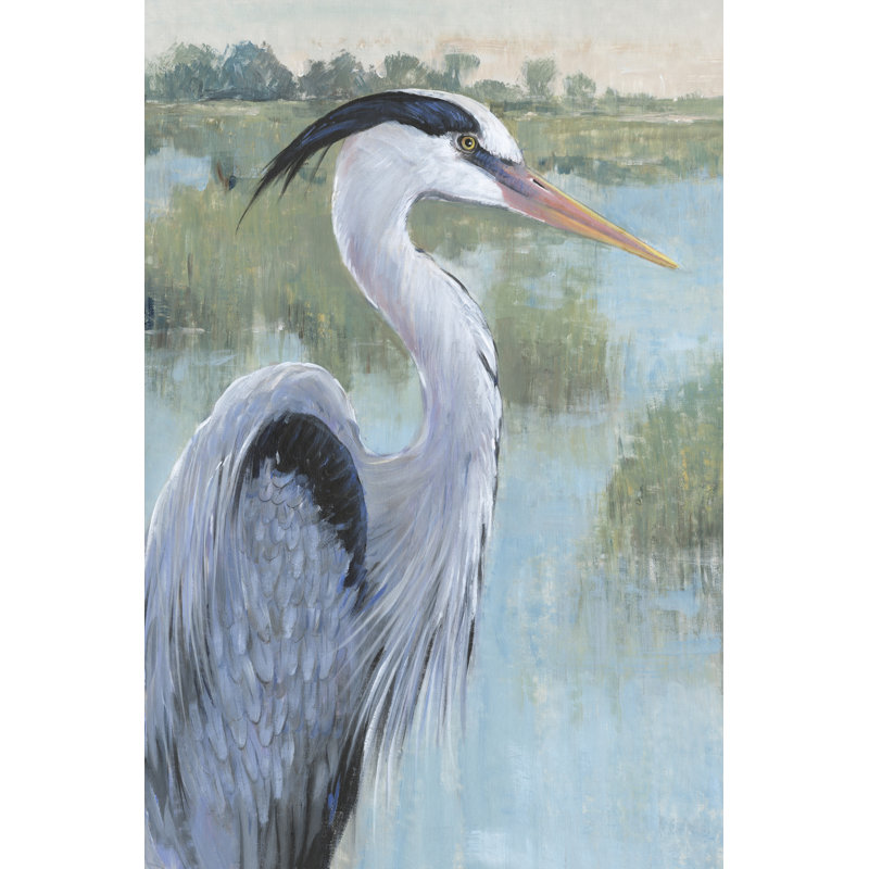 Blue Heron Portrait II by Tim O'Toole - Painting on Canvas, 30 cm H x 20 cm W, Wrapped Canvas