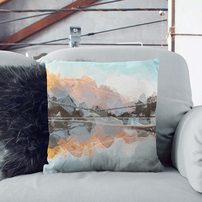 Mountain Reflection in Italy Cushion with Filling