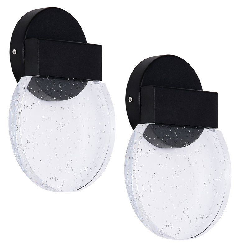 LED Flush Mounted Sconce Crystal Bubble Wall Sconces (Set of 2), Black
