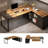 70.8" L-Shaped Executive Desk with 55" File Cabinet – Rustic Brown & Black Industrial Corner Workstation for Home & Business-121082363